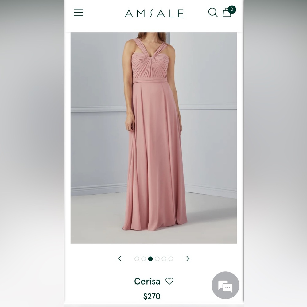 Amsale Size 8 blush floor length bridesmaid dress